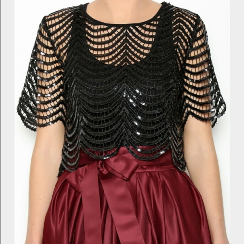 Garcia see through black sequins crop top